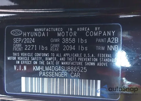 2025 Hyundai Elantra Sel Sport из США, поврежденный, VIN KMHLM4DG4SU886525